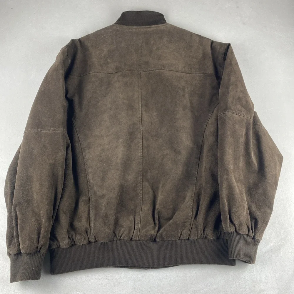 Vintage Boston Harbour Chocolate Brown Suede Leather Bomber Jacket Men's L 2000s